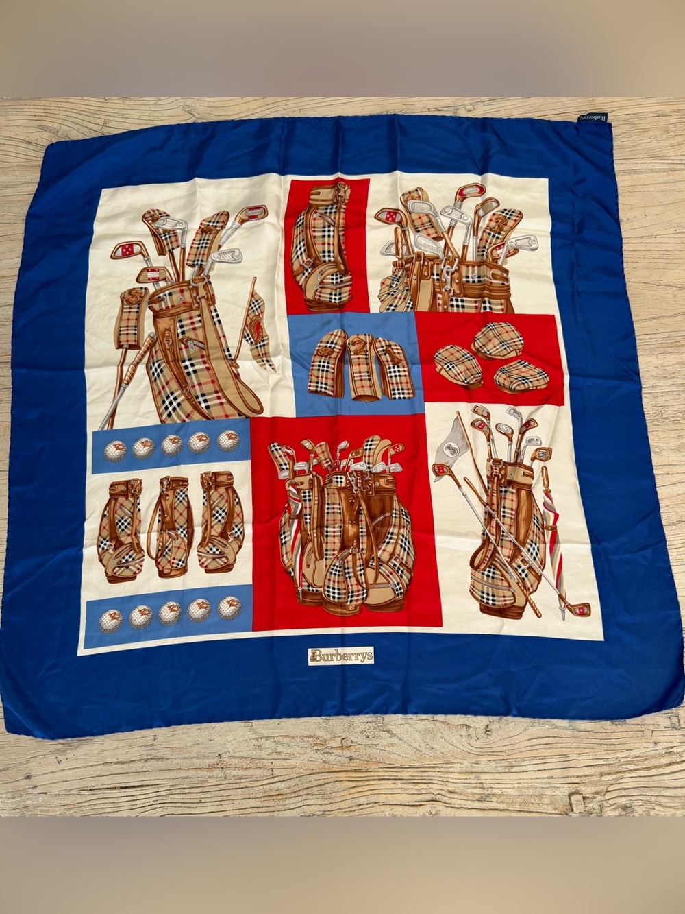 Vintage Burberry silk Golfer Motif Scarf - Picture 5 of 13